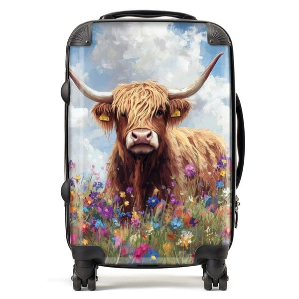 Warren Reed Highland Cow In A Summer Meadow Suitcase