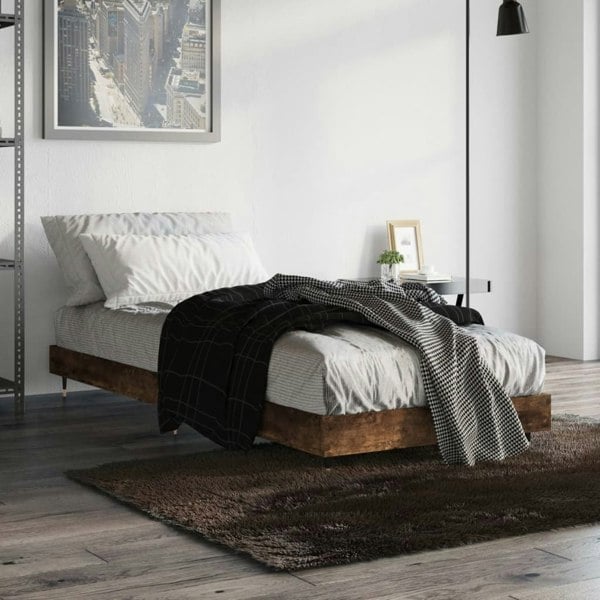 Berkfield Bed Frame Smoked Oak 75x190 cm 2FT6 Small Single Engineered Wood