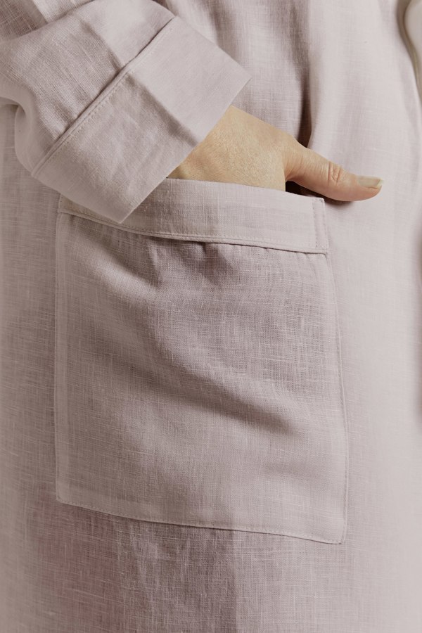 Lazy Linen Pure Washed Linen' Bathrobe - Pink