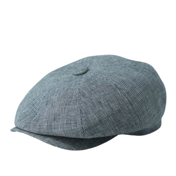 Gamble & Gunn Gosford Baird McNutt Blue Dogtooth Check Irish Linen Button Top Cap