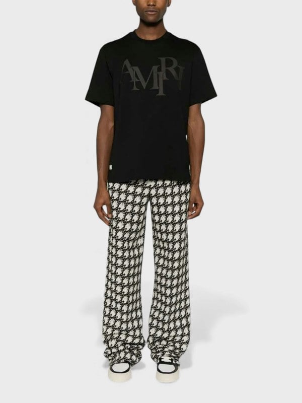 Amiri Staggered Logo T Shirt Black