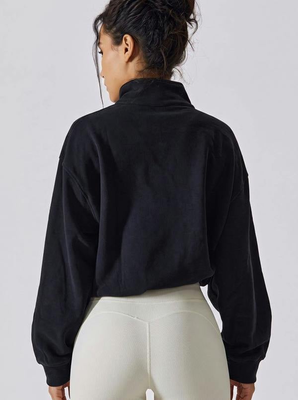 Anniou Cropped Athletic Fleece Pullover