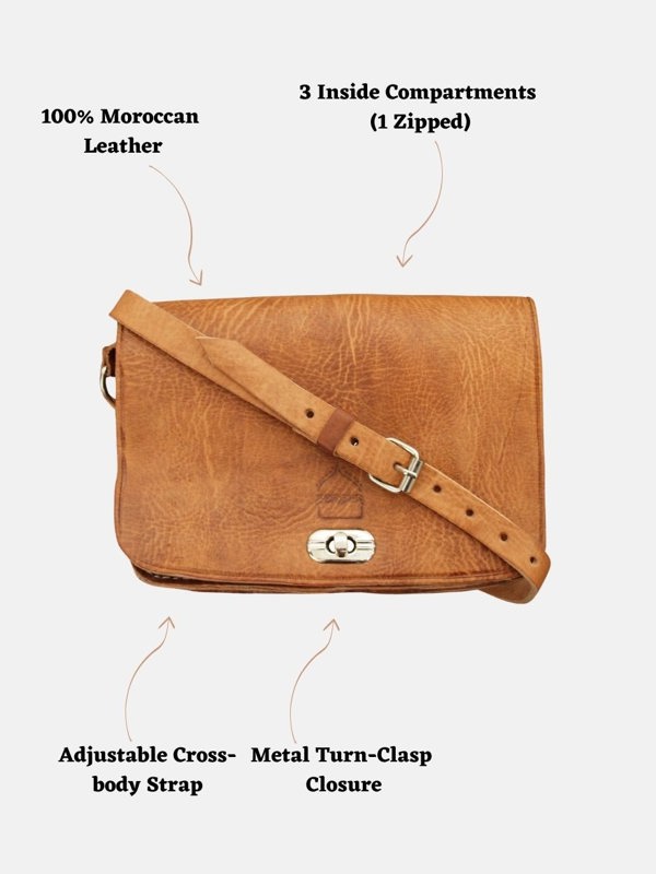 Berber Leather The Kenitra Cross-Body Bag in Tan