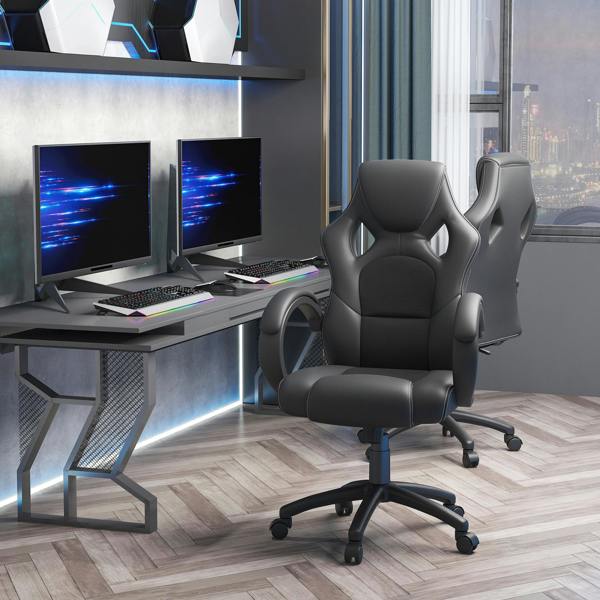 Vinsetto Racing Gaming Chair Swivel Home Office Gamer Chair with Wheels Gray - Black