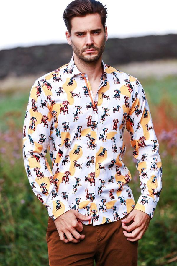 Claudio Lugli Dachshund Print Sausage Dog Tencel Shirt
