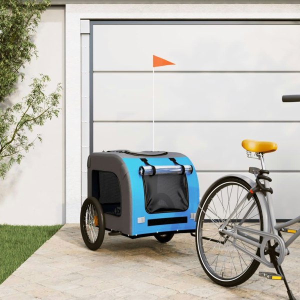 Berkfield Dog Bike Trailer Blue and Grey Oxford Fabric&Iron