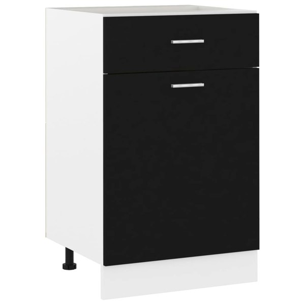 Berkfield Drawer Bottom Cabinet Black 50x46x81.5 cm Engineered Wood