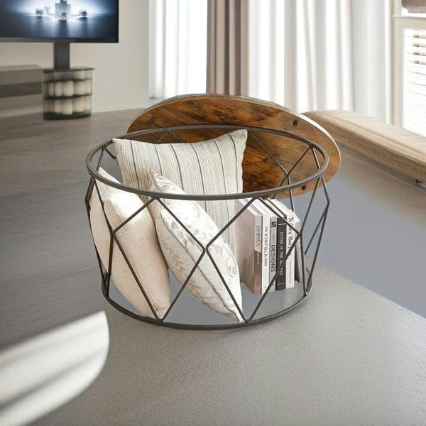 Modcraft Industrial Round Coffee Table with Steel Frame