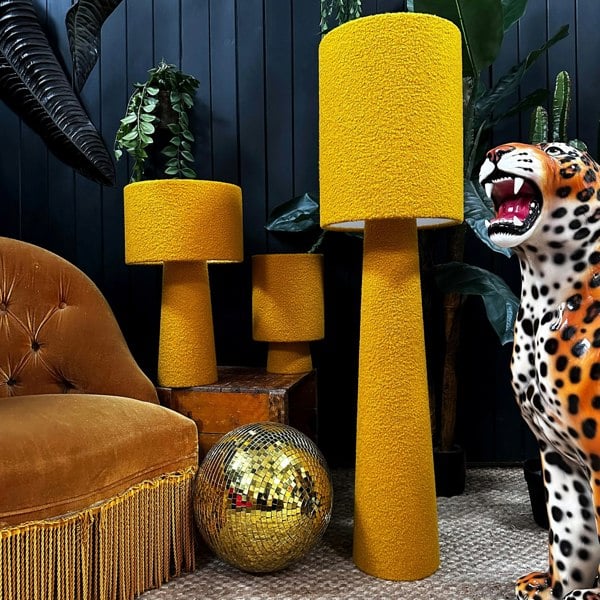 Love Frankie Statement Toffee Boucle Portable Lamps. 3 sizes available with flex cable or rechargeable bulbs. Light off