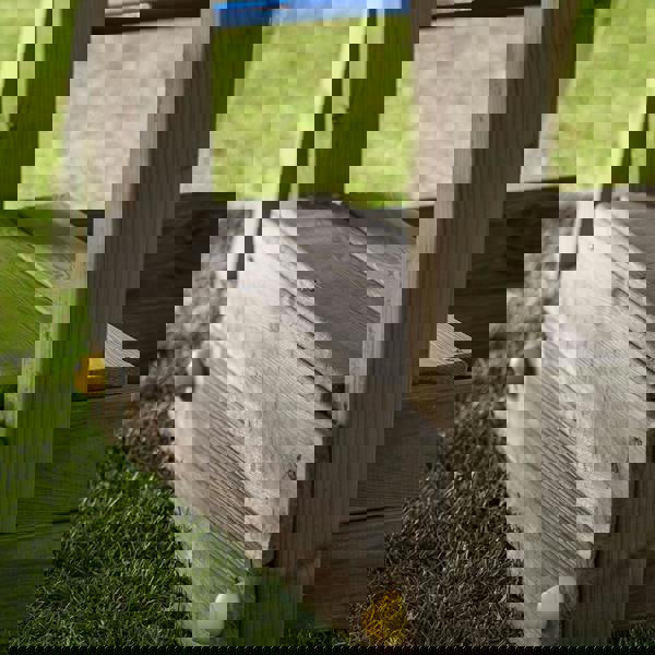 Climbing frame Rumble Ridge Rock Wall featuring single swing and slide - Best Shed