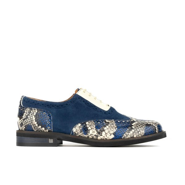 Embassy London Vivienne - Blue Snake - Women's oxford shoe with blue & snake effect leather combo