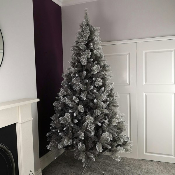 Samuel Alexander Premier 2.4m Silver Glitter Tip Fir Festive Christmas Tree in Grey PVC