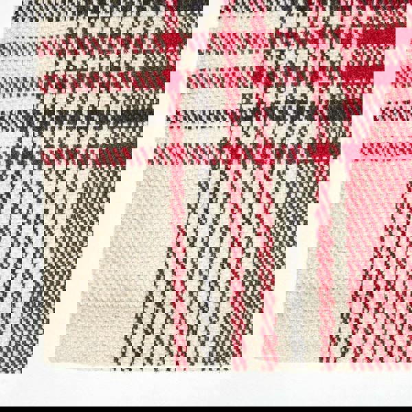 HOMESCAPES Walker Red Tartan Check Non-Slip 100% Wool Rug