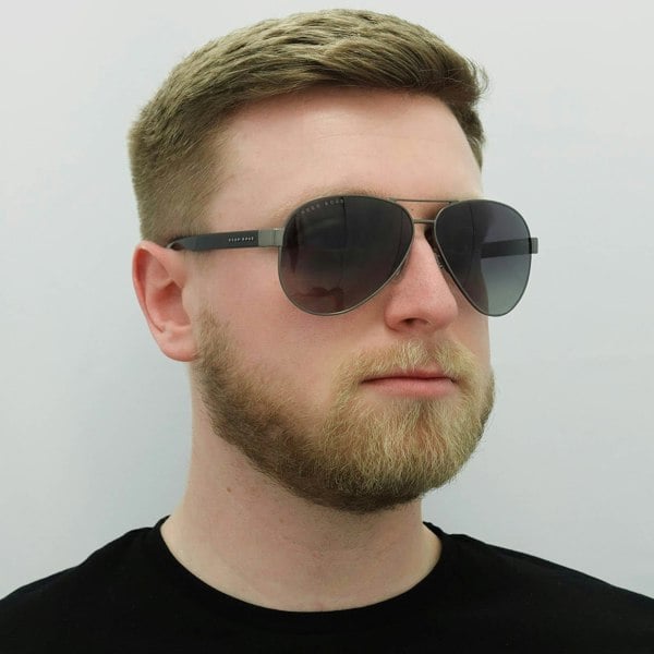 Hugo Boss Sunglasses BOSS 1241/S R80 WJ Matte Dark Ruthenium Grey Gradient Polarized
