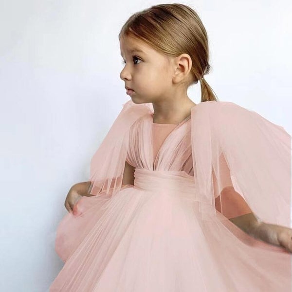 UK Flower Girl Boutique Angel Dress - Blush - SALE