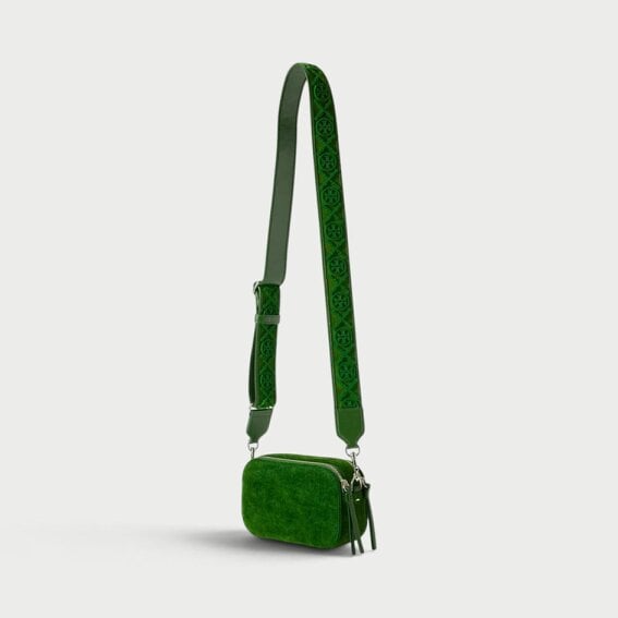 Tory Burch Miller Flocked Mini Crossbody Bag Emerald Green