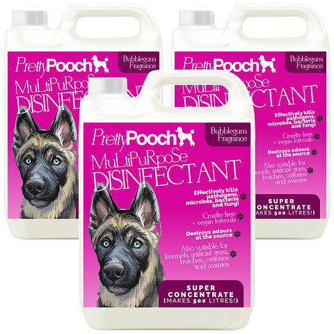 Pretty Pooch Multipurpose Disinfectant - Cleaner, Sanitiser, Deodoriser - Concentrated Formula - Bubblegum 5L x3
