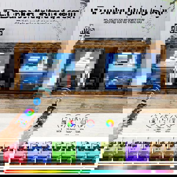 Levede TV Unit Stand Cabinet Glass Display Shelves with RGB LED Lights 140cm