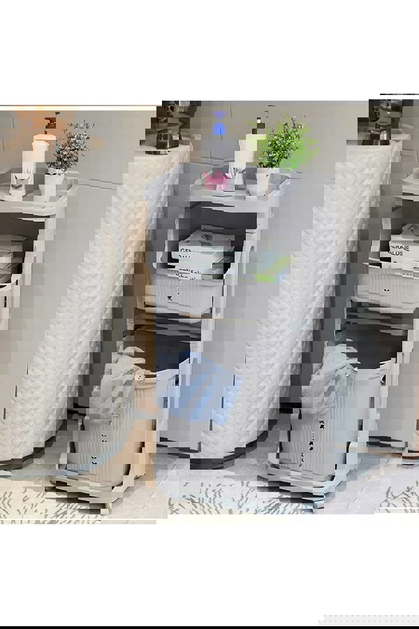 Living and Home 3-Tier Detachable Laundry Basket Fruit Vegetable Storage Rack Kitchen Trolley Cart with Wheels