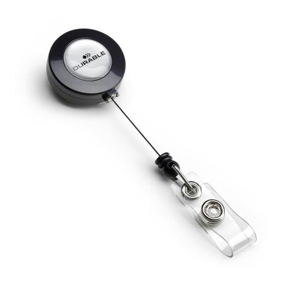 Durable Secure Retractable Clip Badge Reel for ID Cards & Keys | 10 Pack | Black