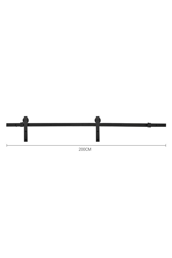 Living and Home 91cm W x 3.5cm D x 213cm H Farmhouse Style Wooden Barn Door with 200cm Slide Guide Dark Grey
