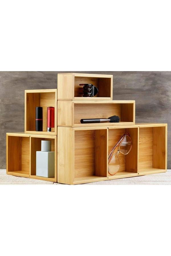 Dyzi 5 Piece Bamboo Drawer Organiser with Adjustable Compartments