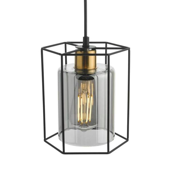 Pagazzi Lighting Sabrina 1 Light Black and Smoked Glass Pendant Ceiling Light
