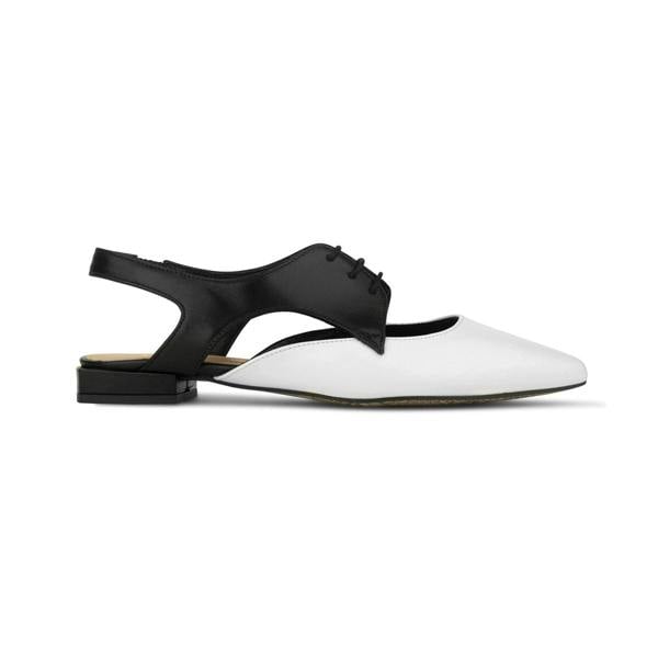 Embassy London Lim - Black & Cream - Women's cutout leather lace up slingback