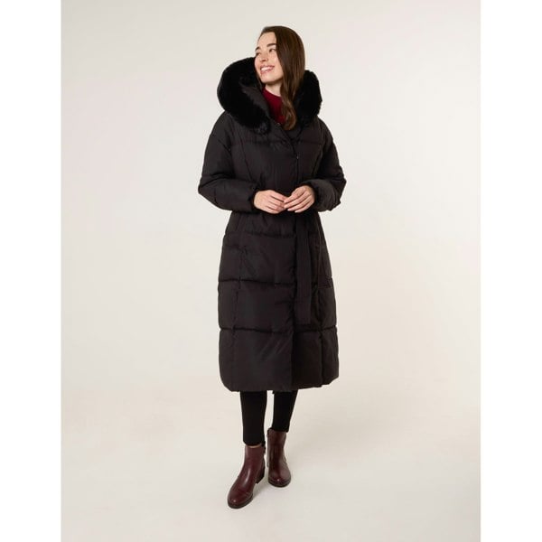 Blue Vanilla Long Puffer Faux Fur Hooded Coat