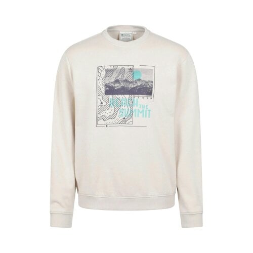 Mountain Warehouse Mens Reach The Summit Graphic Print Lightweight Outdoor Sweatshirt - Beige
