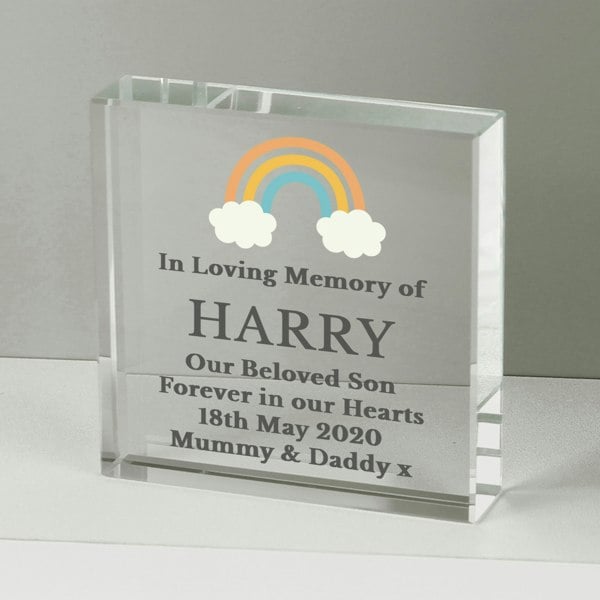 Personalised Memento Company Personalised Rainbow Memorial Crystal Token
