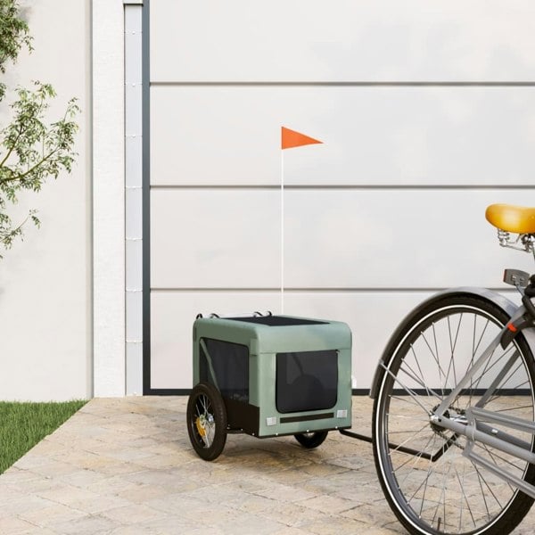 Berkfield Dog Bike Trailer Grey and Black Oxford Fabric&Iron