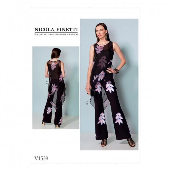 Vogue Sewing Pattern 1539, Jumpsuits, Tops, Tunics for Women, E5 (14-16-18-20-22) - Intermediate