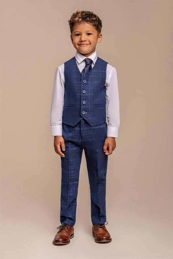 Boys Kaiser Blue Waistcoat With Trouser Front