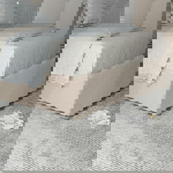 Casa Magna Tammy Upholstered Soft Velvet Metal Bed Frame - Cream