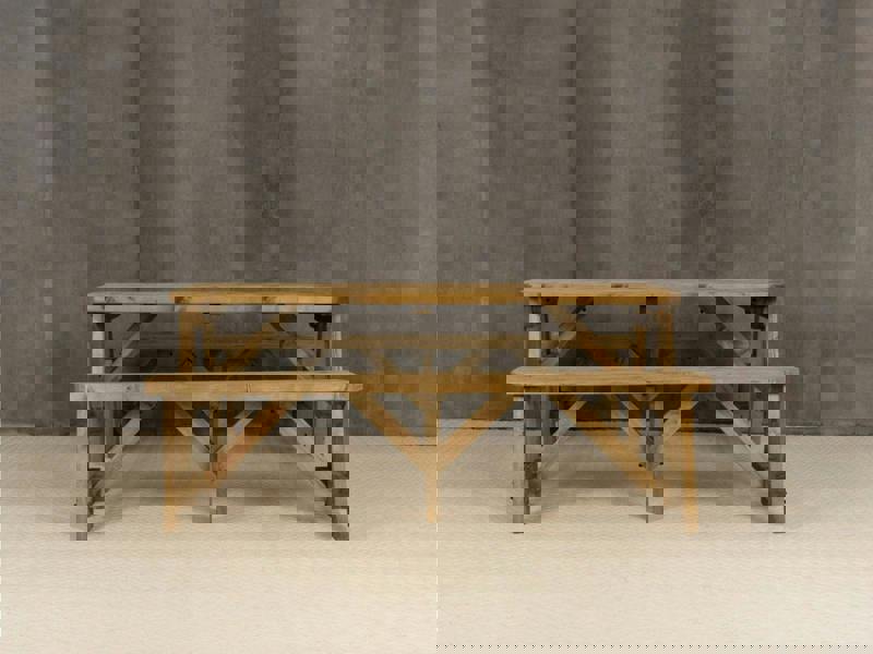 Victoria Rounded Picnic Table and Benches Set – Rustic Finish Wooden Outdoor Dining Set for Gardens, Patios, and Picnics
