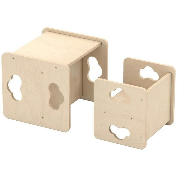 Montessori Inspired Toddler Table and Chair Set with 3-Level Heights, Weaning Baby Tables Chair Set for 18-36 M, Natural