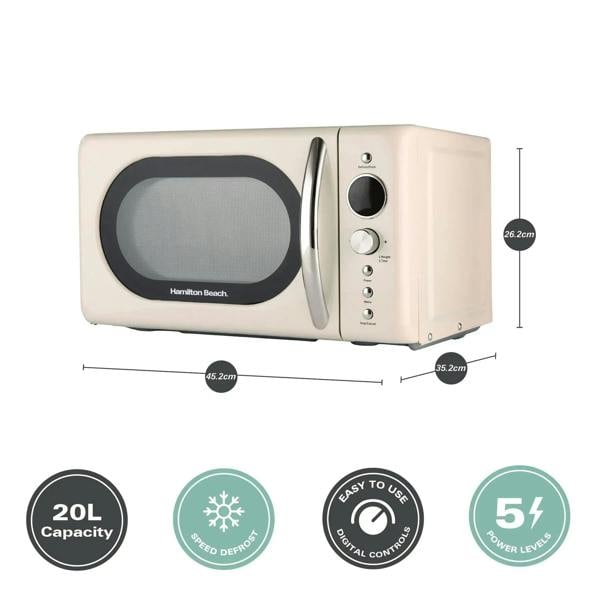 Hamilton Beach 20L Retro Cream Microwave - Hamilton Beach UK