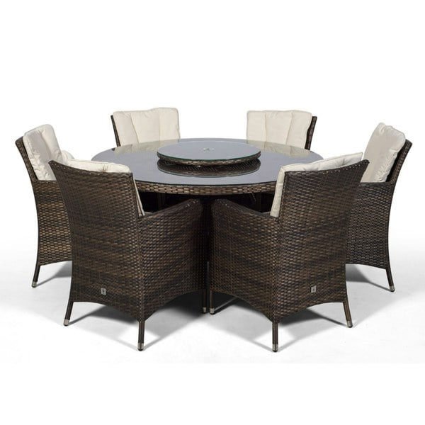 Giardino Savannah Round 6 Seater Rattan Patio Dining Set