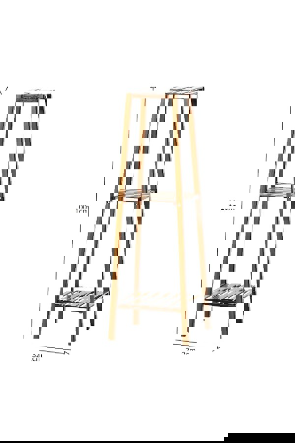 Living and Home Vintage Tiered Indoor Plant Stand Solid Wood Display Shelf