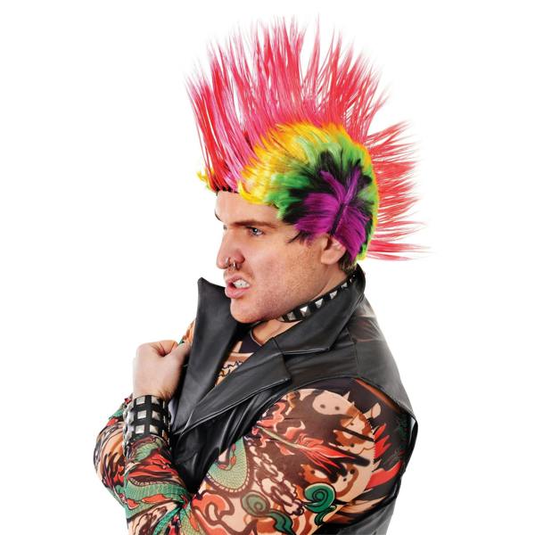 Bristol Novelty Mens Mohican Wig - Multicoloured - 