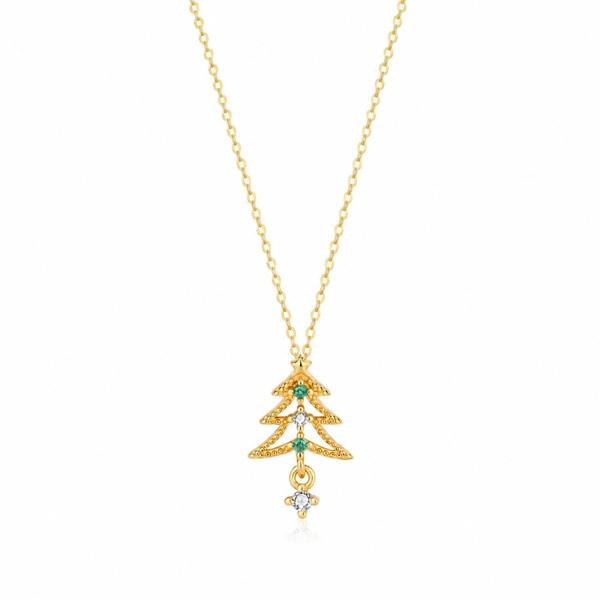 Spero London Sterling Silver Christmas Tree Pendant Necklace