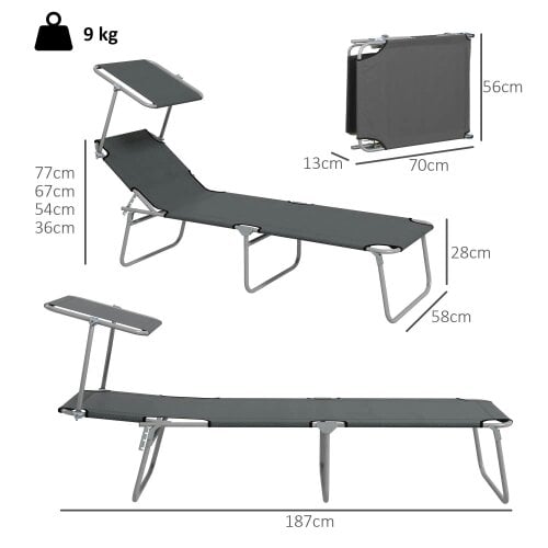 Bobobiy Outdoor Foldable Sun Lounger Set of 2, Grey