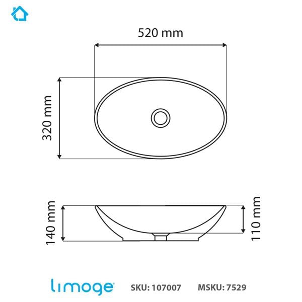 7529 ceramic oval countertop basin