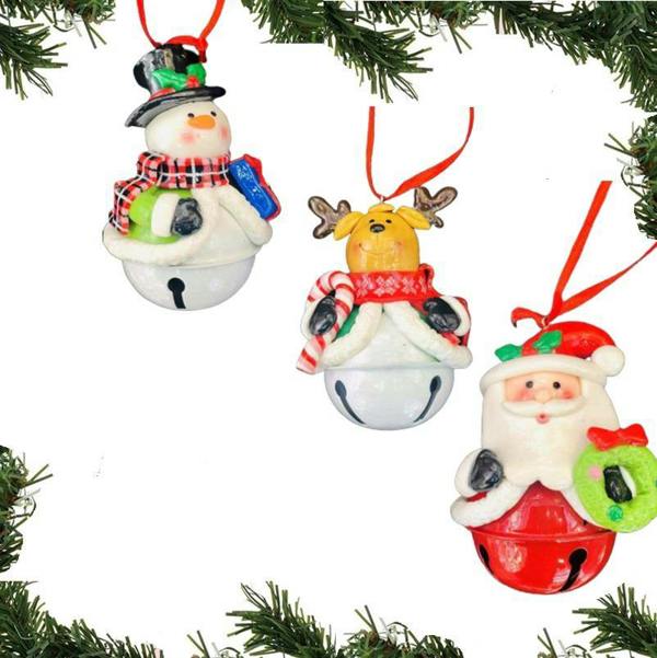 3pc Christmas Tree Hanging Decorations with Hand-Painted Ceramic Santa, Snowman and Reindeer image 8
