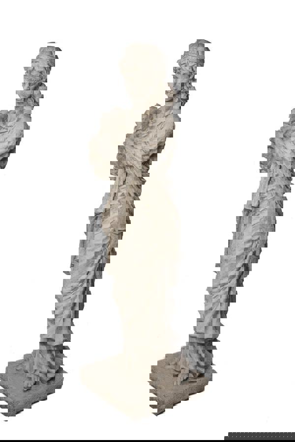 Tall Stone Cast Ladys Statue with Harp