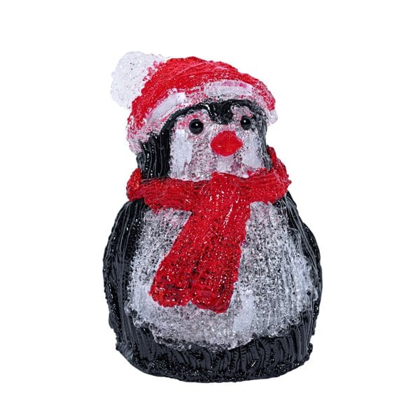 Samuel Alexander 20cm Battery Operated Light up Acrylic Christmas Penguin Decoration with 16 Ice White LEDs