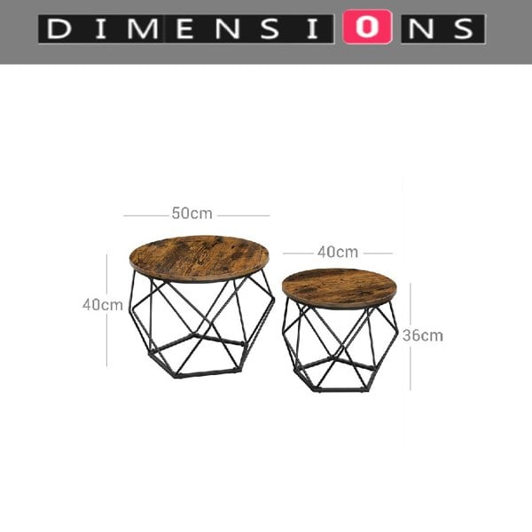 Modcraft Set of 2 Industrial Coffee Tables - Geometric Design