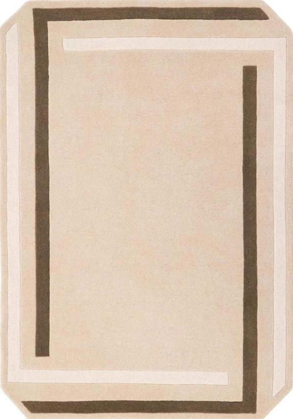 Beige rug with brown border