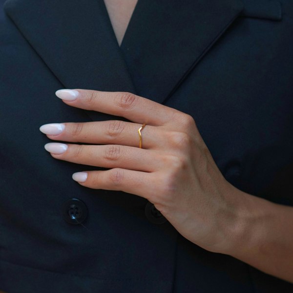 Spero London Sterling Silver Plain Polished Wishbone V Ring